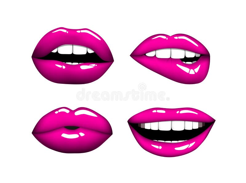Insieme o raccolta di vario tipo di labbra rosa