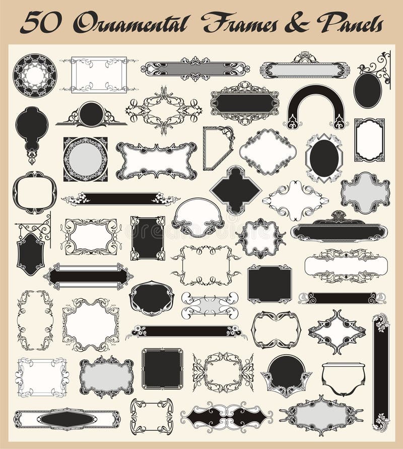 Insieme ornamentale di vettore dei blocchi per grafici e dei comitati dell'annata illustrazione di stock Insieme ornamentale di vettore dei blocchi per grafici e dei comitati dell'annata illustrazione di stock
