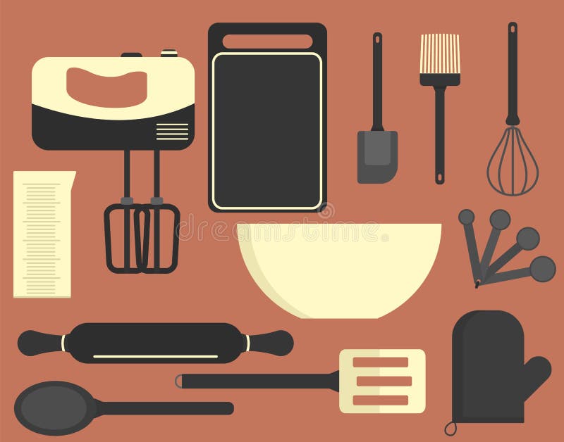 Insieme piano del forno dell'attrezzatura della cucina royalty illustrazione gratis Insieme piano del forno dell'attrezzatura della cucina royalty illustrazione gratis