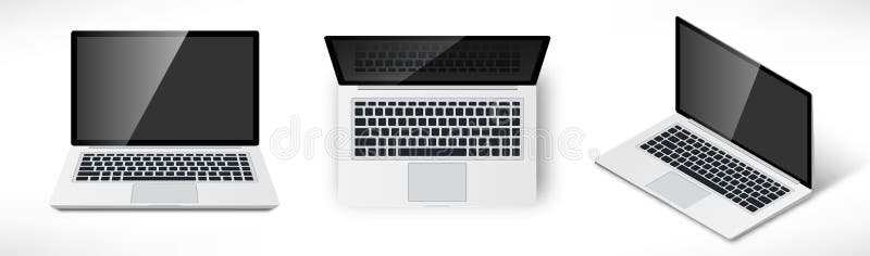 Insieme realistico del computer portatile illustrazione di stock Insieme realistico del computer portatile illustrazione di stock