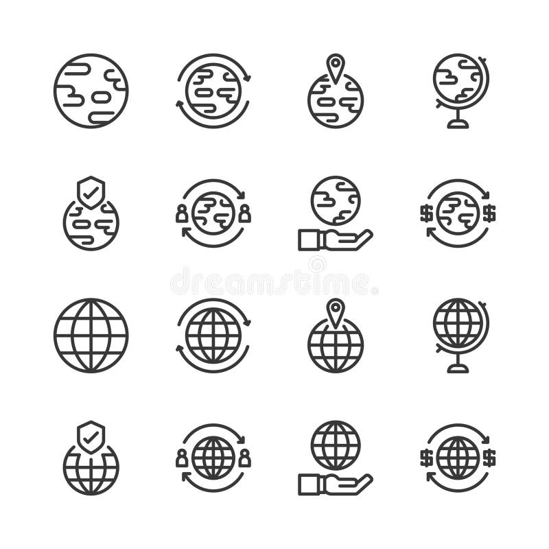 Insieme relativo globale dell'icona Illustrazione di vettore royalty illustrazione gratis Insieme relativo globale dell'icona Illustrazione di vettore royalty illustrazione gratis
