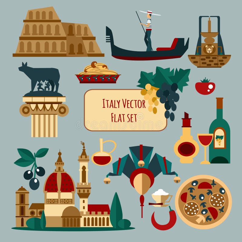 Insieme turistico dell'Italia royalty illustrazione gratis Insieme turistico dell'Italia royalty illustrazione gratis