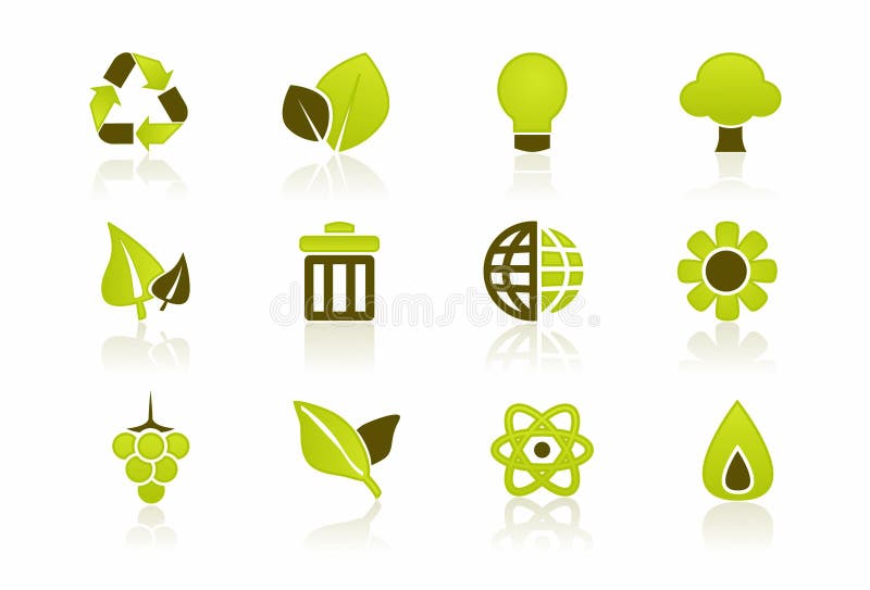 Insieme verde dell'icona dell'ambiente royalty illustrazione gratis Insieme verde dell'icona dell'ambiente royalty illustrazione gratis
