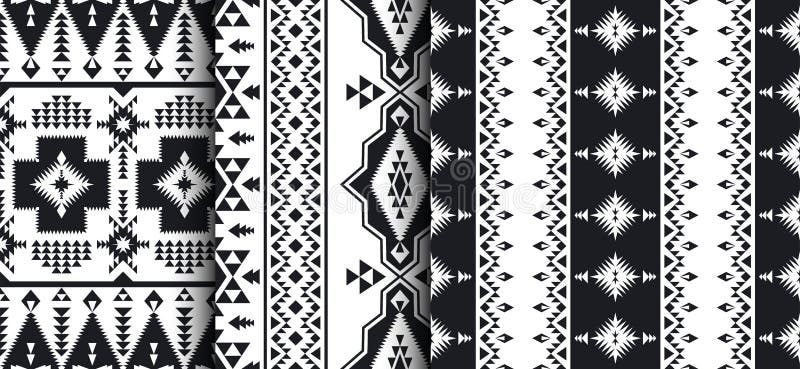 Insieme verso sud-ovest dei modelli americani, indiani, aztechi, navajo royalty illustrazione gratis Insieme verso sud-ovest dei modelli americani, indiani, aztechi, navajo royalty illustrazione gratis