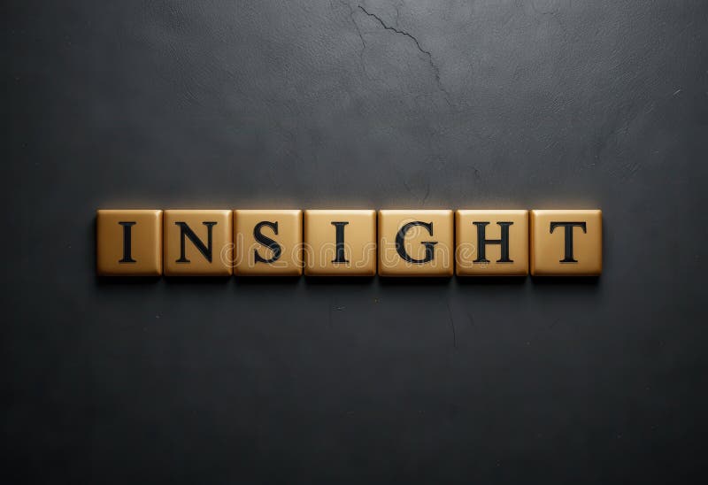 Insight Concept in Golden Letters on Dark Background for Creative Projects royalty free stock photos