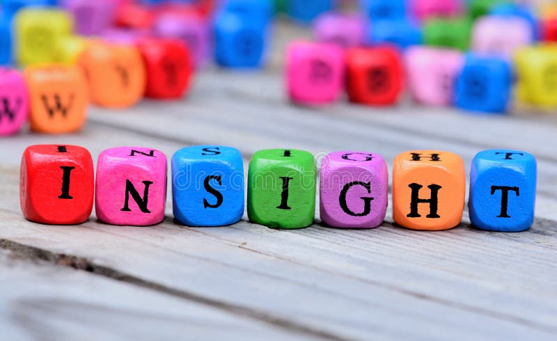 Insight word on wooden table stock photos