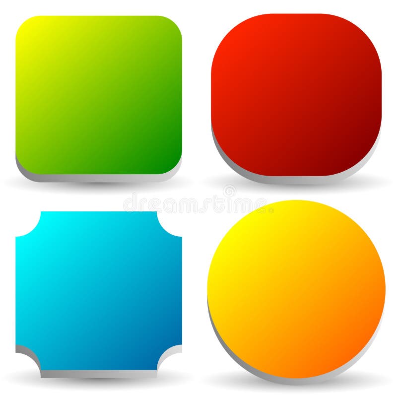 Insigne, bouton, ensemble de bannière dans la couleur 4 lumineuse avec léger 3d illustration de vecteur Insigne, bouton, ensemble de bannière dans la couleur 4 lumineuse avec léger 3d illustration de vecteur