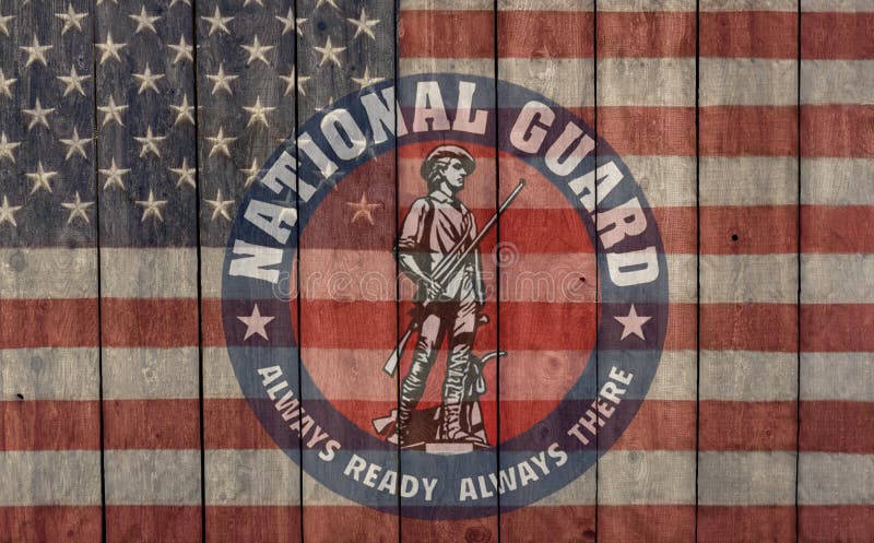 Insigne de garde nationale et drapeau américain toujours prêt