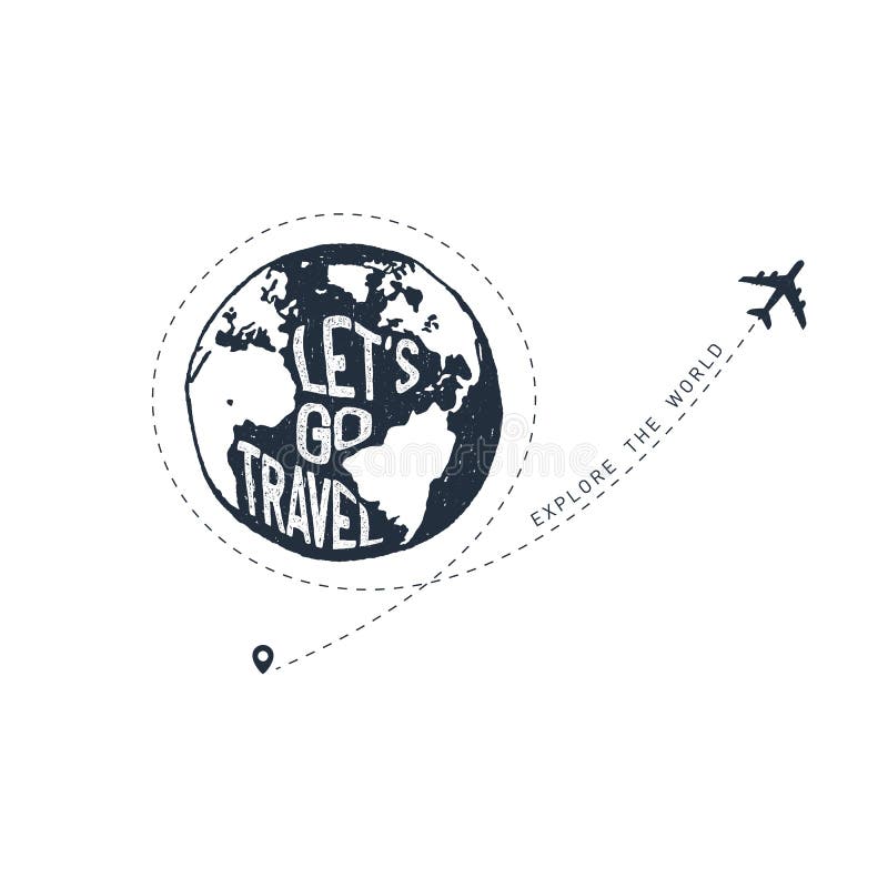 Insigne tiré par la main de voyage avec l'illustration texturisée de vecteur illustration stock Insigne tiré par la main de voyage avec l'illustration texturisée de vecteur illustration stock