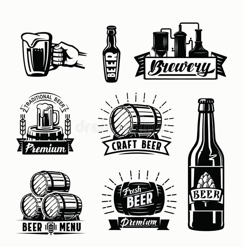 Set of vector beer badges on white background. Set of vector beer badges on white background