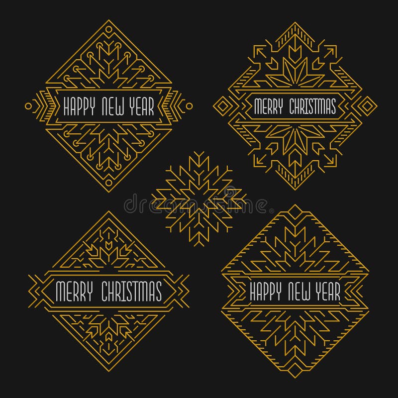 Insignes de Joyeux Noël et de bonne année Vues dans le style d'ensemble Drapeaux de Noël illustration libre de droits Insignes de Joyeux Noël et de bonne année Vues dans le style d'ensemble Drapeaux de Noël illustration libre de droits