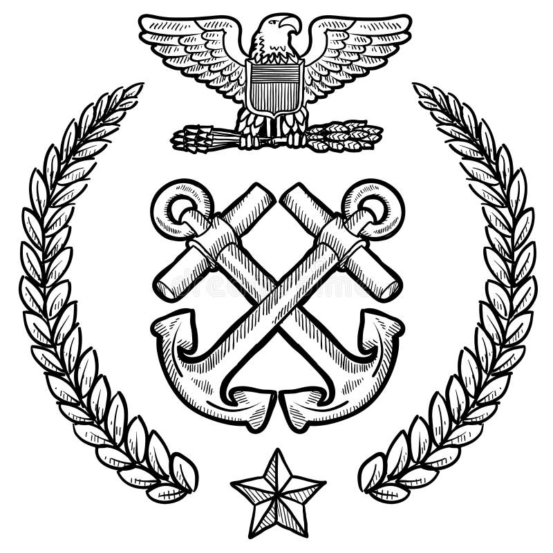 Insignes de marine des USA avec la guirlande