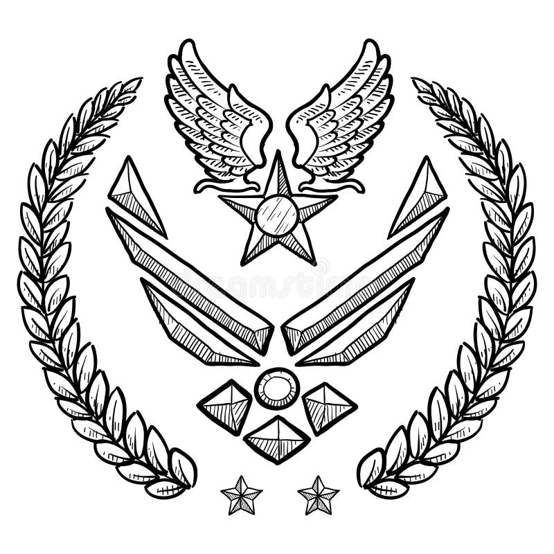 Insignes modernes de l'Armée de l'Air d'USA avec la guirlande