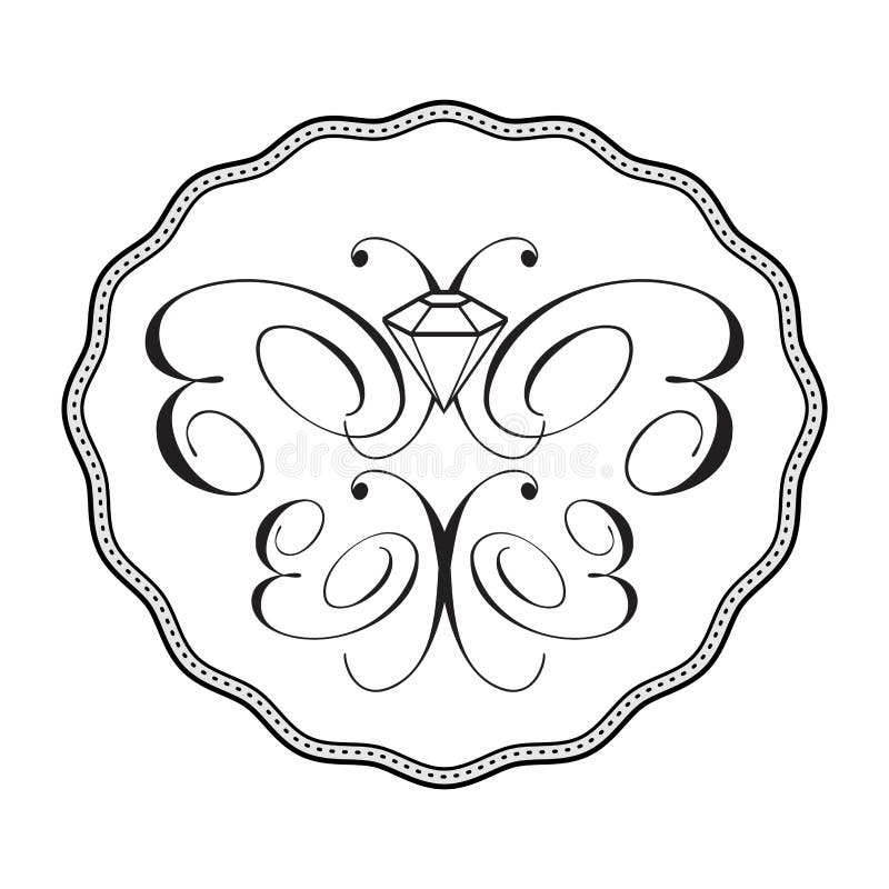 Insignia de la mariposa del diamante - ornamento ilustración del vector Insignia de la mariposa del diamante - ornamento ilustración del vector