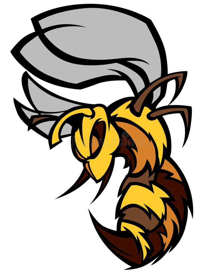Insignia de la mascota de la abeja/del avispón/de la avispa ilustración del vector Insignia de la mascota de la abeja/del avispón/de la avispa ilustración del vector