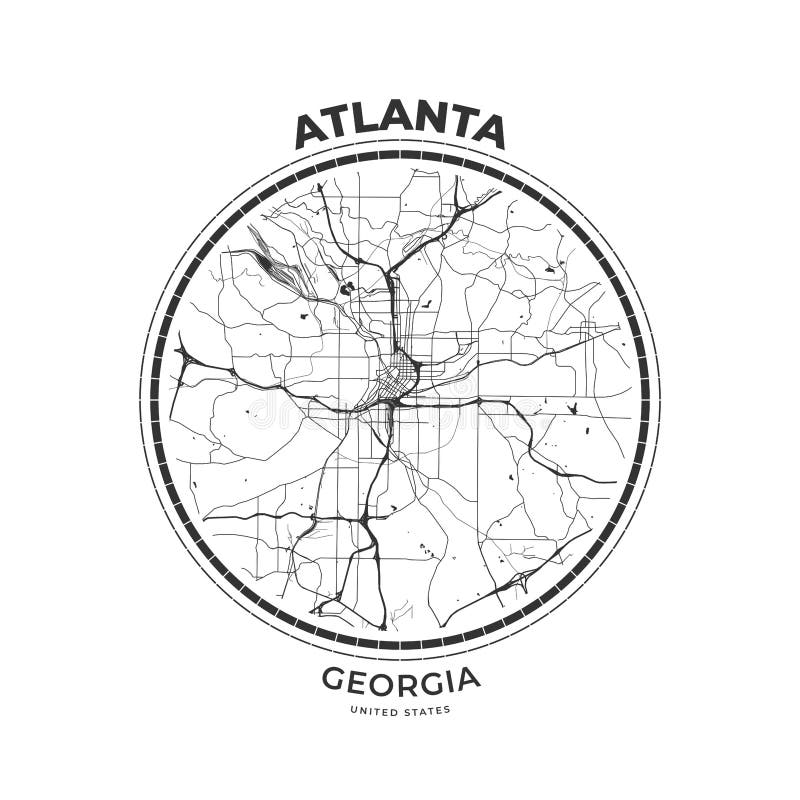 Insignia del mapa de la camiseta de Atlanta, Georgia stock de ilustración Insignia del mapa de la camiseta de Atlanta, Georgia stock de ilustración