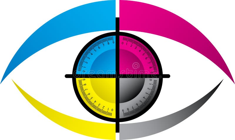 Insignia del ojo de CMYK stock de ilustración Insignia del ojo de CMYK stock de ilustración
