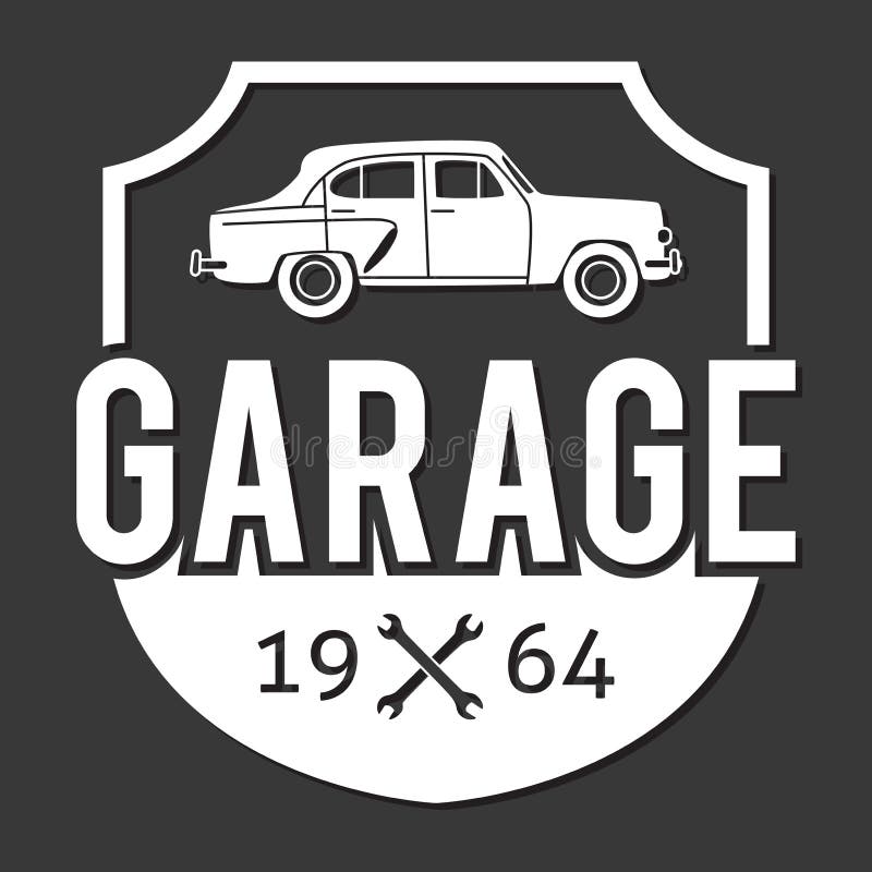 Insignia/etiqueta del garaje Logotipo de la reparación del coche Logotipo del garaje del inconformista del vintage del vector