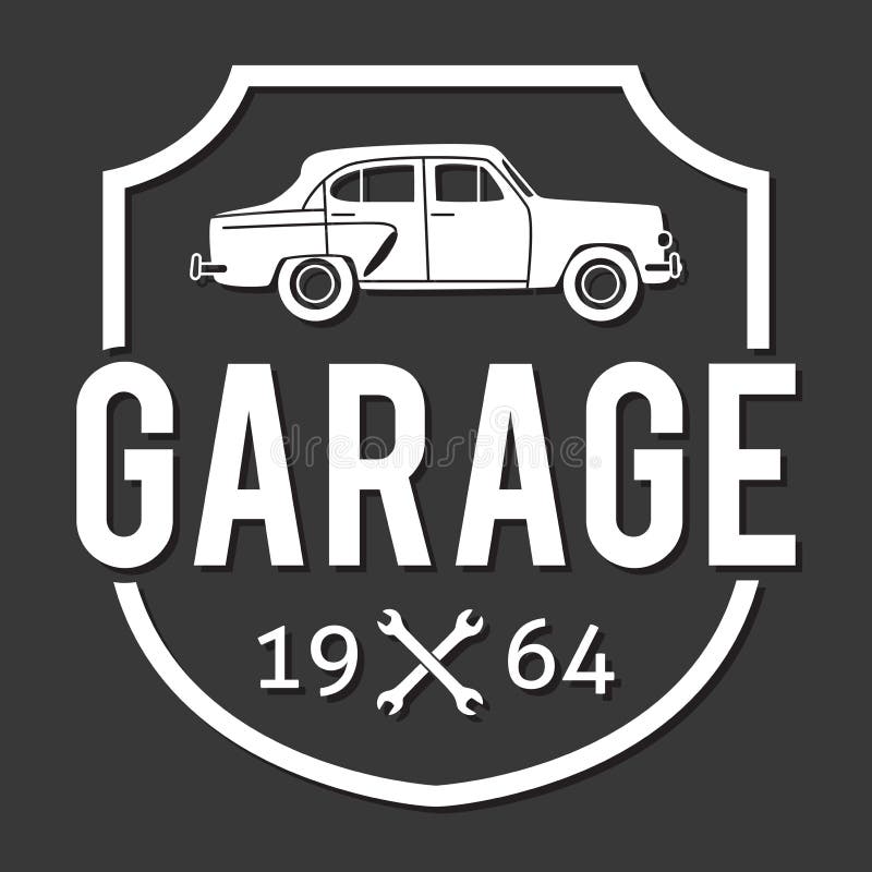 Insignia/etiqueta del garaje Logotipo de la reparación del coche Registro del garaje del inconformista del vintage del vector