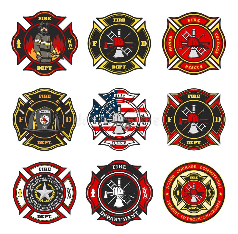 Insignias del departamento de bomberos emblemas del equipo de bomberos