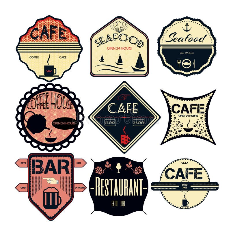 Insignias del vintage, cintas y inconformista retros determinados de las etiquetas ilustración del vector Insignias del vintage, cintas y inconformista retros determinados de las etiquetas ilustración del vector