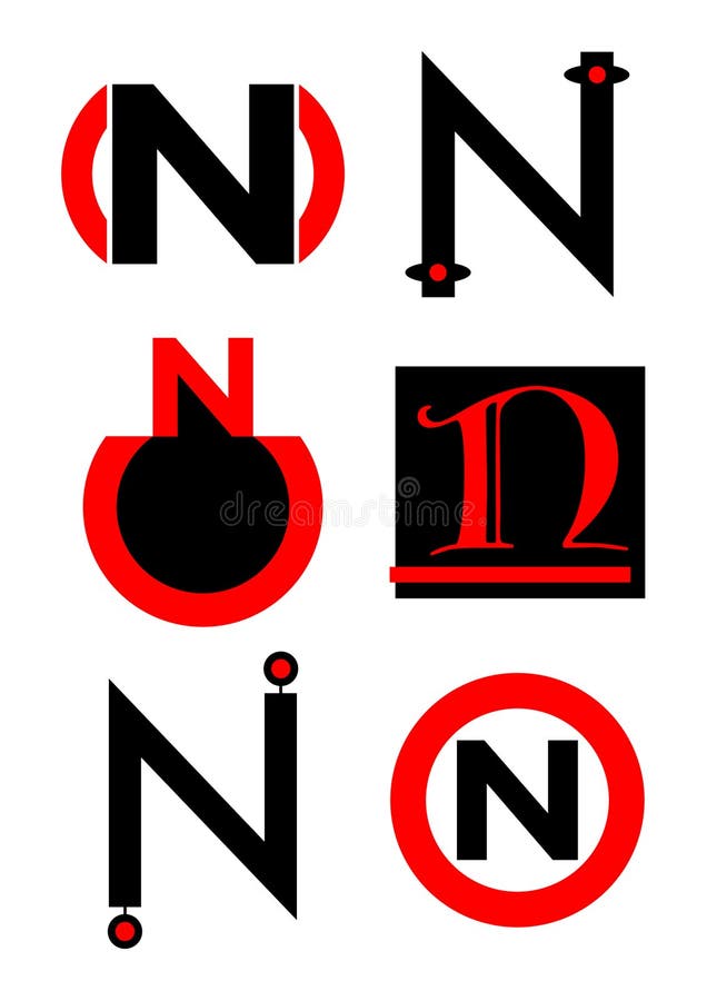 Insignias e iconos del alfabeto N del vector