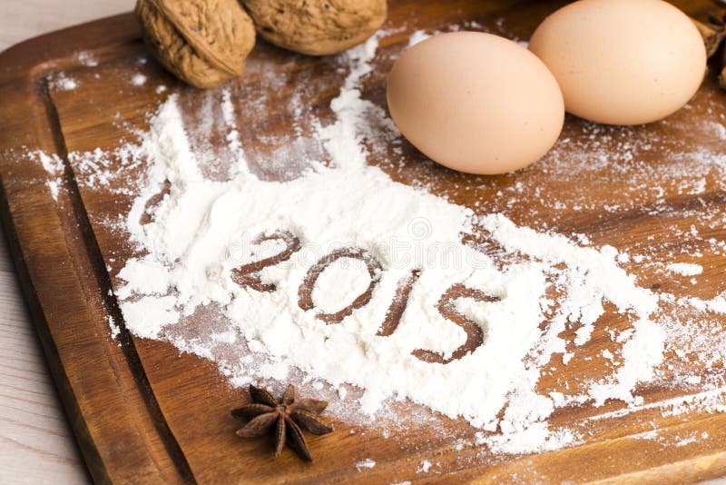Inskriften på mjölet - 2015 fotografering för bildbyråer Inskriften på mjölet - 2015 fotografering för bildbyråer