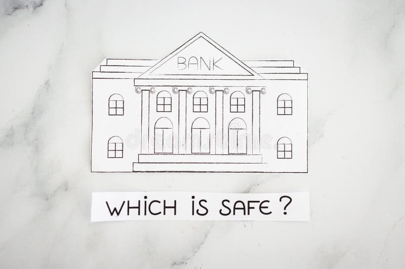 Insolvency and banks closing down concept, bank made of paper with Which is Safe caption underneat royalty free stock images Insolvency and banks closing down concept, bank made of paper with Which is Safe caption underneat royalty free stock images