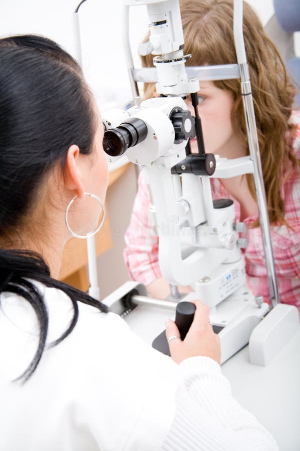 Inspect a patient in ophthalmology labor