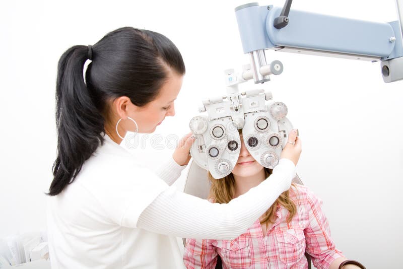 Inspect a patient in ophthalmology labor