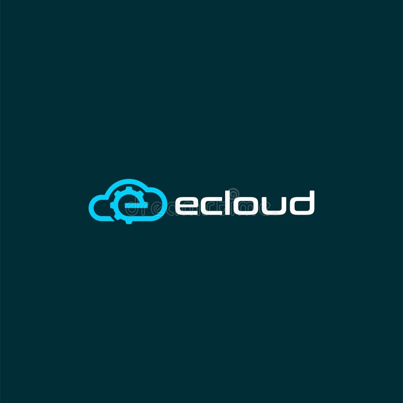 Inspiración de logotipo con icono en la nube y letra e. Logotipo moderno con una impresión sencilla. utilizar la nube como icono combinado con la letra e y el engranaje. muy cerca del mundo de la tecnología