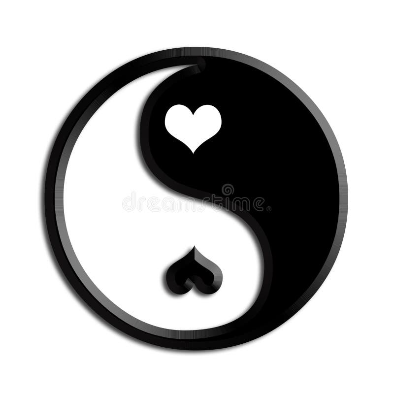 Inspiración ying contraste del ejemplo de los corazones de yang stock de ilustración Inspiración ying contraste del ejemplo de los corazones de yang stock de ilustración