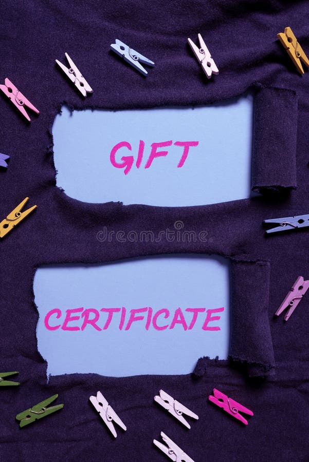 Inspiration showing sign Gift Certificate. Business concept firm sells the same products to the global market Replacing vector illustration