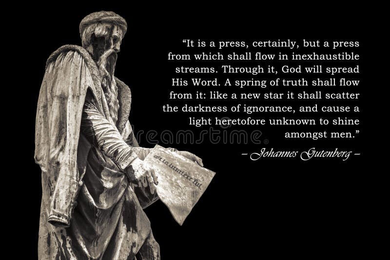 Inspirational Quote Of Johannes Gutenberg Stock Photo - Image of invention, europe: 116623970