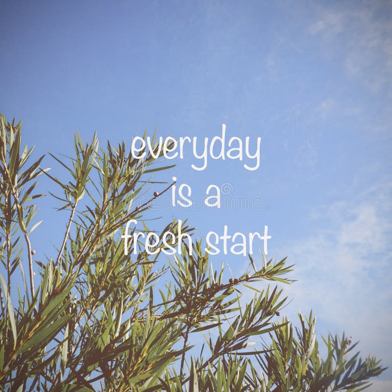 Inspirational quotes “ Everyday Is a Fresh Start “ on beautiful garden background royalty free stock photography