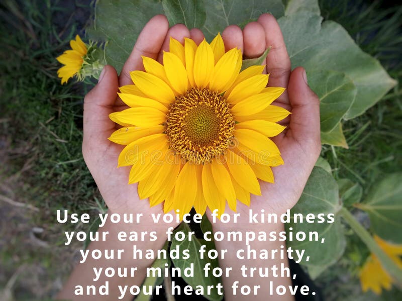 Inspirationeel citaat - Gebruik uw stem voor vriendelijkheid, uw oren voor compassie, uw handen voor liefdadigheid, uw geest voor