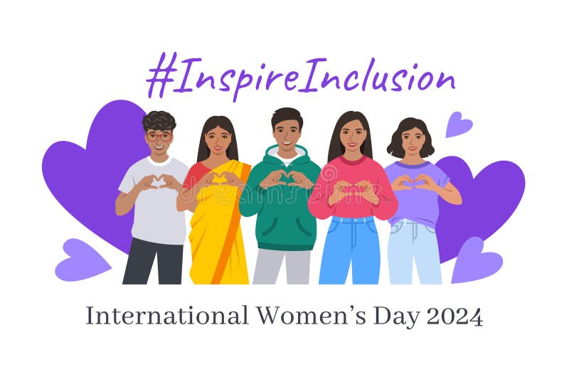 Inspire Inclusion Pose International Women S Day 2024 Stock Vector