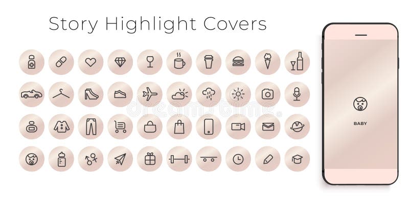 Instagram accentue des histoires que les couvertures rayent des icônes Perfectionnez pour des bloggers Placez de 40 couvertures d illustration libre de droits Instagram accentue des histoires que les couvertures rayent des icônes Perfectionnez pour des bloggers Placez de 40 couvertures d illustration libre de droits