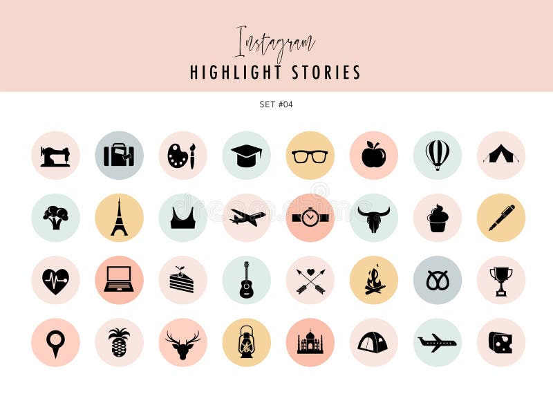 Instagram Highlights Stories Covers Icons collection. A fully editable, scalable vector file. Instagram Highlights Stories Covers Icons collection. A fully editable, scalable vector file