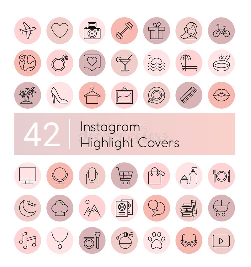 Instagram Highlight Vector Illustration Icons Set, Social Media ...