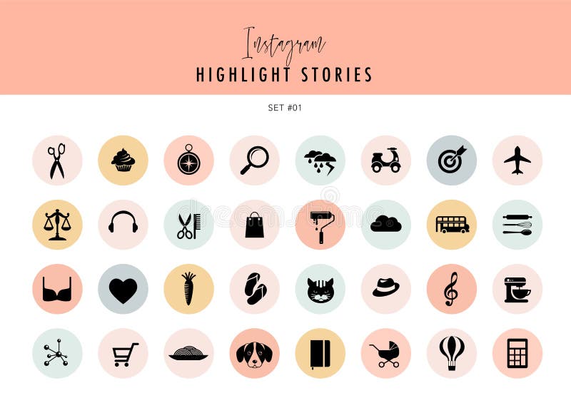 Instagram Highlights Stories Covers Icons Stock Vector Illustration Of Internet Comment