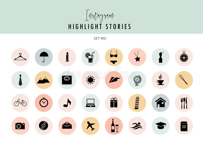 Instagram Highlights Stories Covers Icons Collection. Fully Editable ...