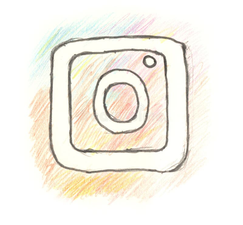 Instagram logo hand drawn sketch. Utrecht, Netherlands - March 29 2024: Instagram logo hand drawn sketch