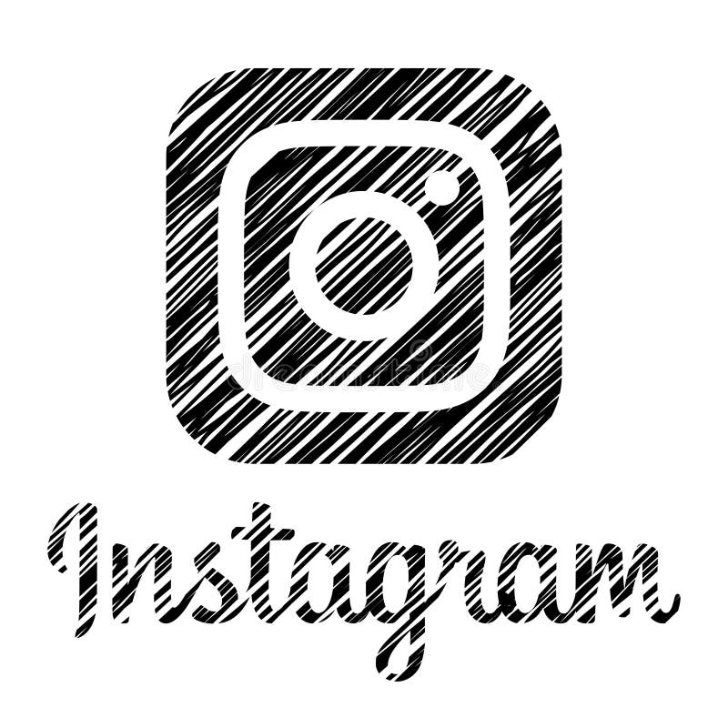 Hand drawn vector doodle sketch style illustration of the Instagram logo isolated on white background. High quality editable and scalable eps file available.n