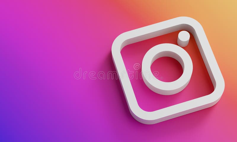 Instagram Logo Minimal Simple Design Template. Copy Space 3D.