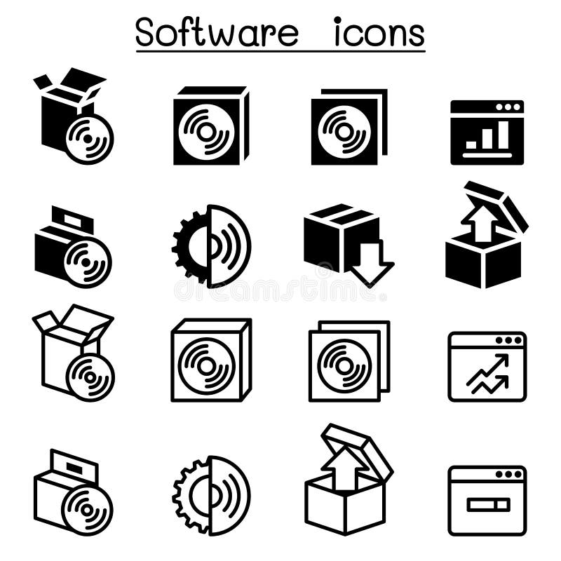 Instalação, configuração, manutenção & de ícone da instalação software ilustração do vetor Instalação, configuração, manutenção & de ícone da instalação software ilustração do vetor