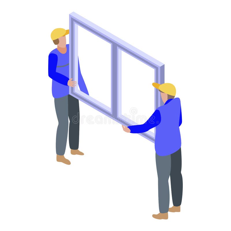 Install window icon, isometric style vector illustration
