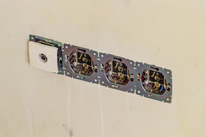 Installation of Electrical Outlets Stock Photo Image of outlet