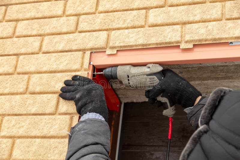 Installation of the gate in the garage metal royalty free stock photography