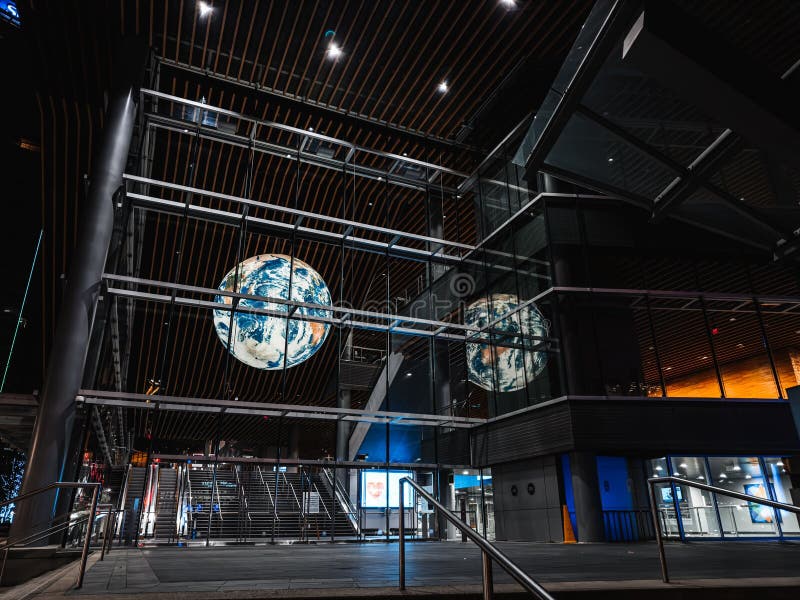An Installation of the Globe in Vancouver at Night Editorial Image